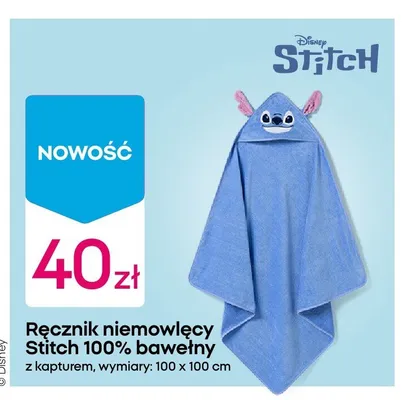 Ręcznik niemowlęcy Disney Stitch promocja w Pepco