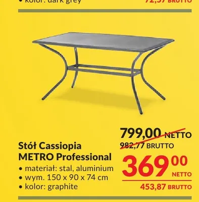 Stół Cassiopia Metro Professional promocja w Makro