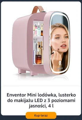 Mini lodówka Enventor lusterko do makijażu LED z 3 poziomami jasności 4 l promocja w Amazon
