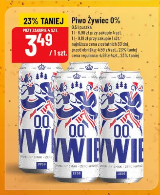 Piwo bezalkoholowe Żywiec 0,0% promocja w POLOmarket