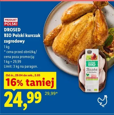 Kurczak zagrodowy BIO polski Drosed promocja w Lidl