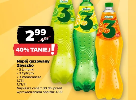 Napój gazowany Zbyszko 3 Pomarańcze promocja w Netto