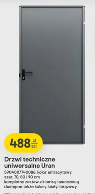 Drzwi techniczne uniwersalne Uran 80 cm promocja w Castorama