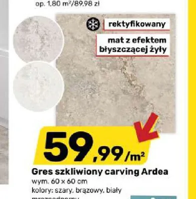 Gres szkliwiony carving Ardea brązowy promocja w Bricomarche
