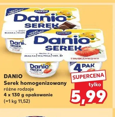 Serek homogenizowany Danio waniliowy 4-pak 130g promocja w Kaufland