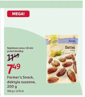Daktyle suszone Farmer's Snack promocja w Rossmann