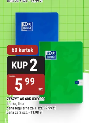 Zeszyt A5 60 kartek Oxford promocja w bi1