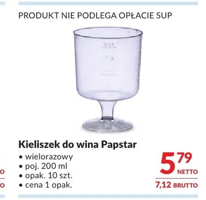 Kieliszek do wina Papstar promocja w Makro