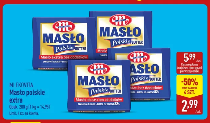Masło polskie extra Mlekovita promocja w Aldi