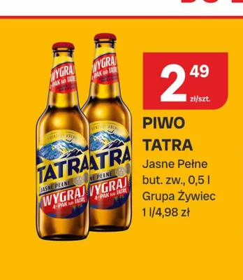 Piwo Tatra Jasne Pełne promocja w Chorten