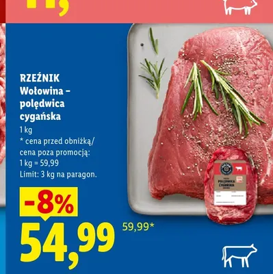 Wołowina polędwica cygańska Rzeźnik promocja w Lidl