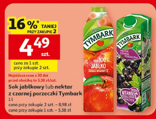 Sok jabłkowy Tymbark promocja w Auchan