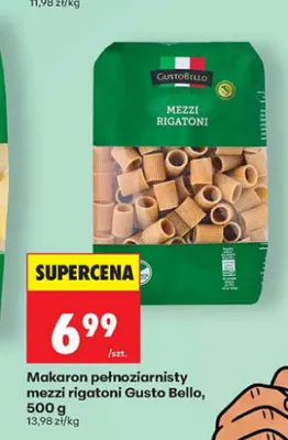 Makaron pełnoziarnisty mezzi rigatoni Gusto Bello promocja w Biedronka