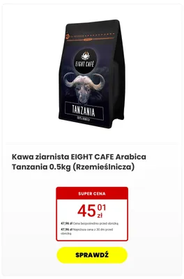 Kawa ziarnista EIGHT CAFE Arabica Tanzania Rzemieślnicza promocja w Media Expert