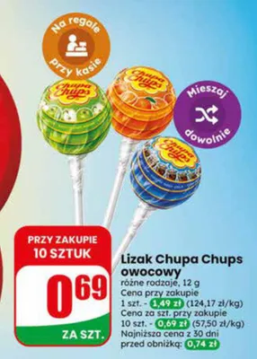 Lizak Chupa Chups owocowy promocja w Dino