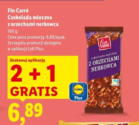 Czekolada mleczna z orzechami nerkowca promocja w Lidl