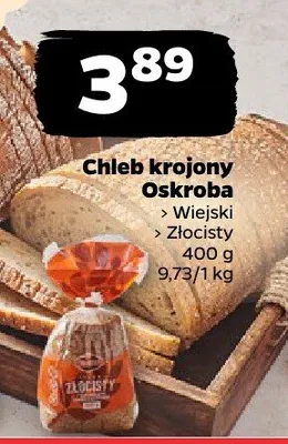 Chleb krajony oskroba z ziarami słonecznika i ziołami 400 g promocja w Netto