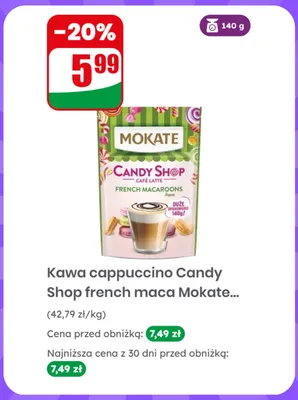 Kawa cappuccino Candy Shop French Macaroons Mokate promocja w Dino