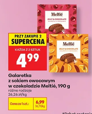 Galaretka z sokiem owocowym w czekoladzie wiśniowa Meltié promocja w Biedronka