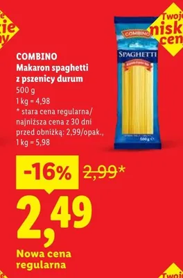 Makaron COMBINO spaghetti z pszenicy durum promocja w Lidl
