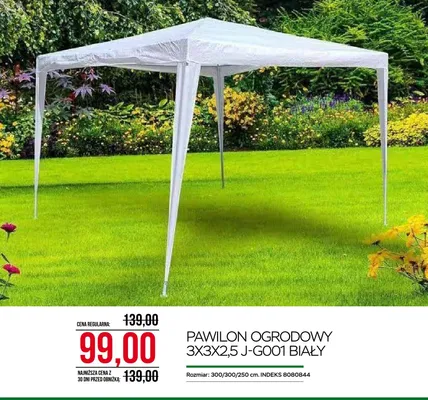 Pawilon ogrodowy 3x3x2,5 J-G001 biały promocja w Abra Meble