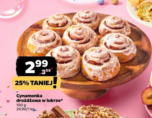 Cynamonka drożdżowa w lukrze promocja w Netto