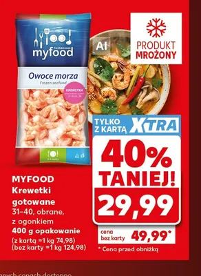 Krewetki gotowane obrane z ogonkiem myfood promocja w Kaufland