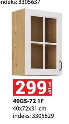 Szafka kuchenna wisząca przeszklona 40GS-72 1F promocja w Merkury Market