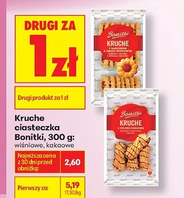 Kruche ciasteczka Bonitki wiśniowe promocja w Biedronka