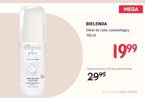 Eliksir do ciała rozświetlający Bielenda Glaze Glow promocja w Rossmann
