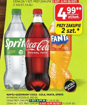 Napój gazowany Coca-Cola, Fanta, Sprite różne rodzaje promocja w Top Market
