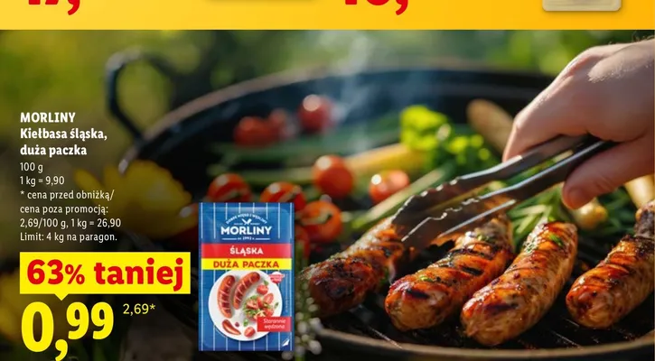 Kiełbasa śląska Morliny duża paczka promocja w Lidl