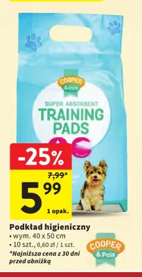 Podkład higieniczny 40x50 cm Cooper & Pals promocja w Intermarche