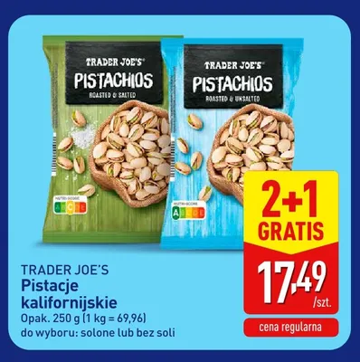 Pistacje kalifornijskie bez soli Trader Joe's promocja w Aldi
