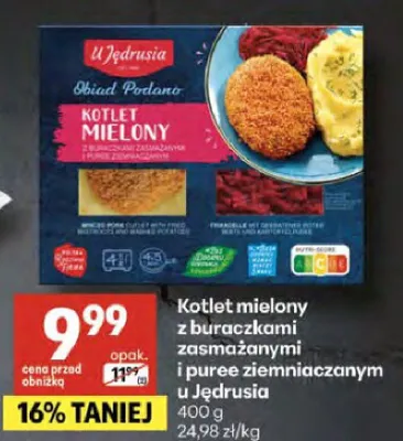 Kotlet mielony z buraczkami zasmażanymi i puree ziemniaczanym promocja w Delikatesy Centrum