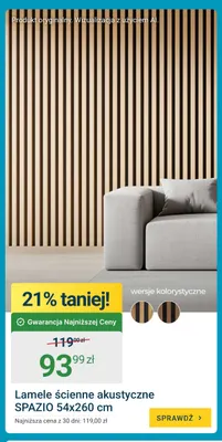 Lamele ścienne akustyczne Spazio promocja w ERLI
