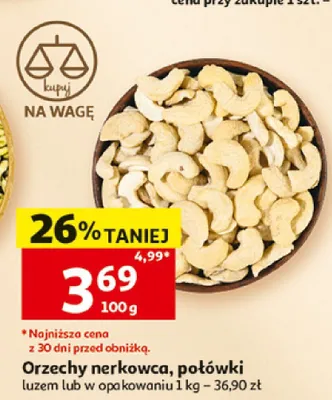 Orzechy nerkowca połówki promocja w Auchan