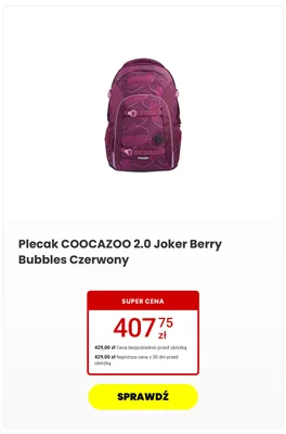Plecak COOCAZOO 2,0 Joker Berry Bubbles Czerwony promocja w Media Expert
