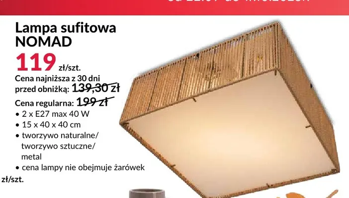 Lampa sufitowa Nomad promocja w Salony Agata
