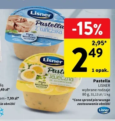 Pasta Lisner Pastella z tuńczyka promocja w Intermarche