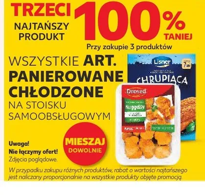 Art. panierowane chłodzone na stoisku samoobsługowym promocja w Kaufland
