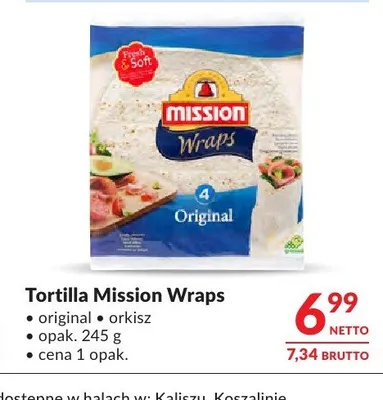 Tortilla Mission Wraps Original promocja w Makro