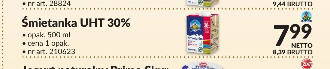 Śmietanka UHT 30% Łowicka promocja w Makro