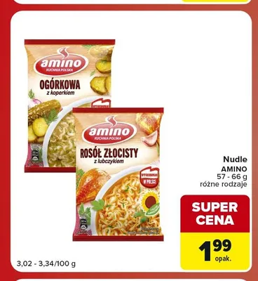 Nudle Amino Ogórkowa promocja w Carrefour Market