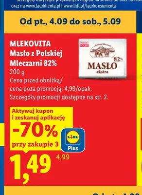Masło ekstra z Polskiej Mleczarni promocja w Lidl