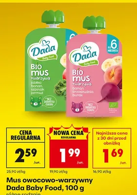 Mus owocowo-warzywny BIO jabłko banan szpinak jarmuż Baby Food promocja w Biedronka