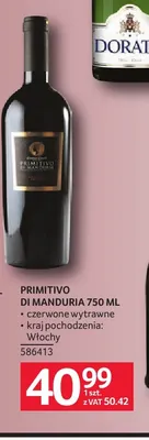 Wino czerwone Primitivo di Manduria wytrawne promocja w Selgros
