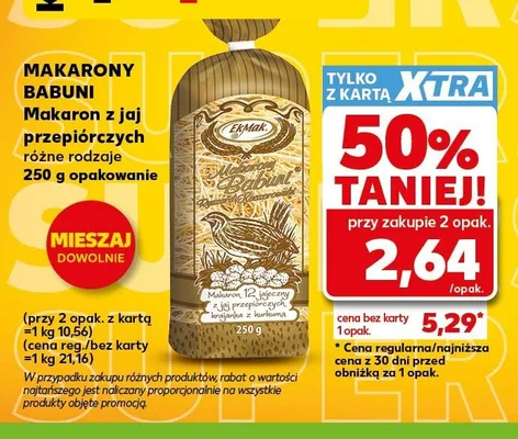 Makaron z jaj przepiórczych EkMak Babuni promocja w Kaufland