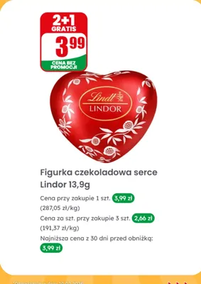 Czekoladowa figurka serce Lindor promocja w Dino