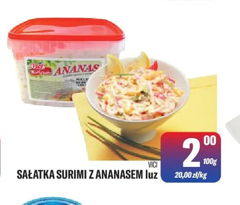 Sałatka surimi z ananasem luz Vici promocja w Tomi Markt